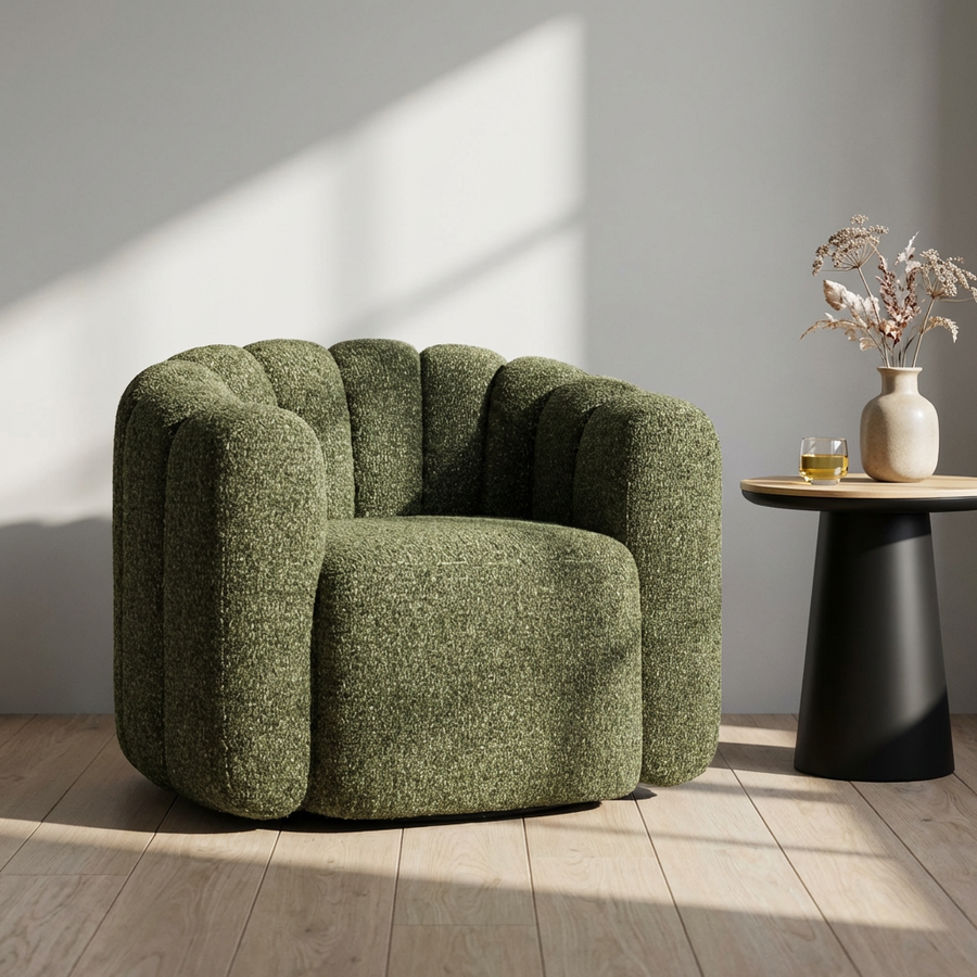 LENOIR MOSS BOUCLE SWIVEL CHAIR