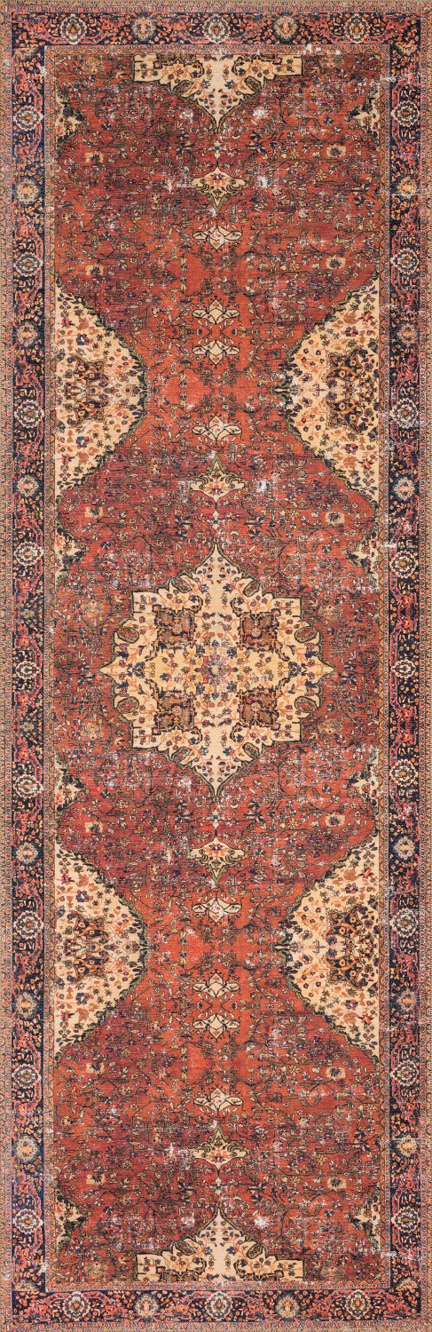 FARIDA VINTAGE PRINT RUG: RED MULTI