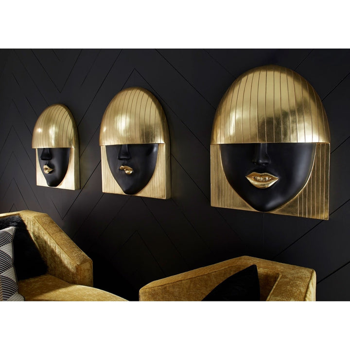 FASHION FACE GOLD+BLACK WALL ART