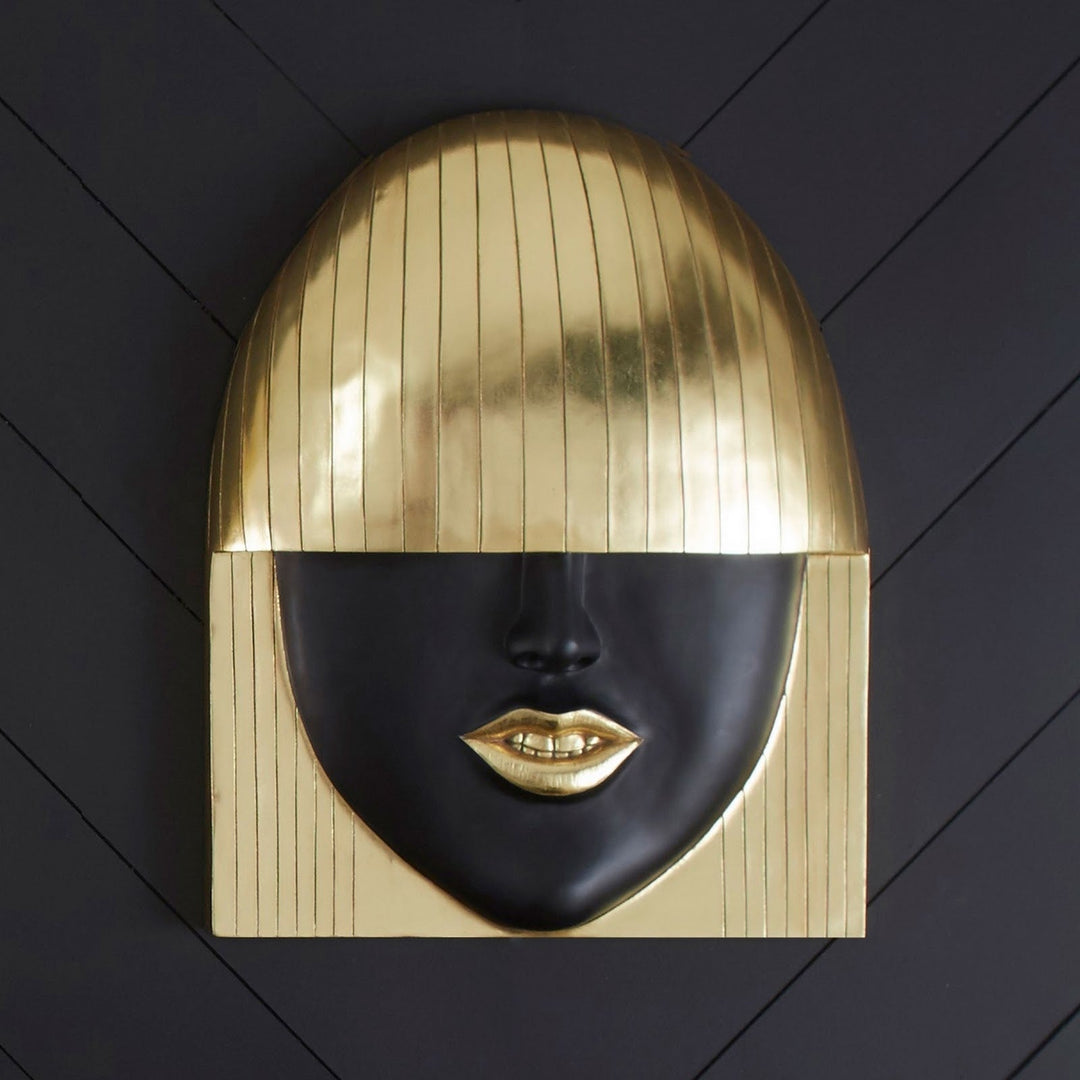 FASHION FACE GOLD+BLACK WALL ART