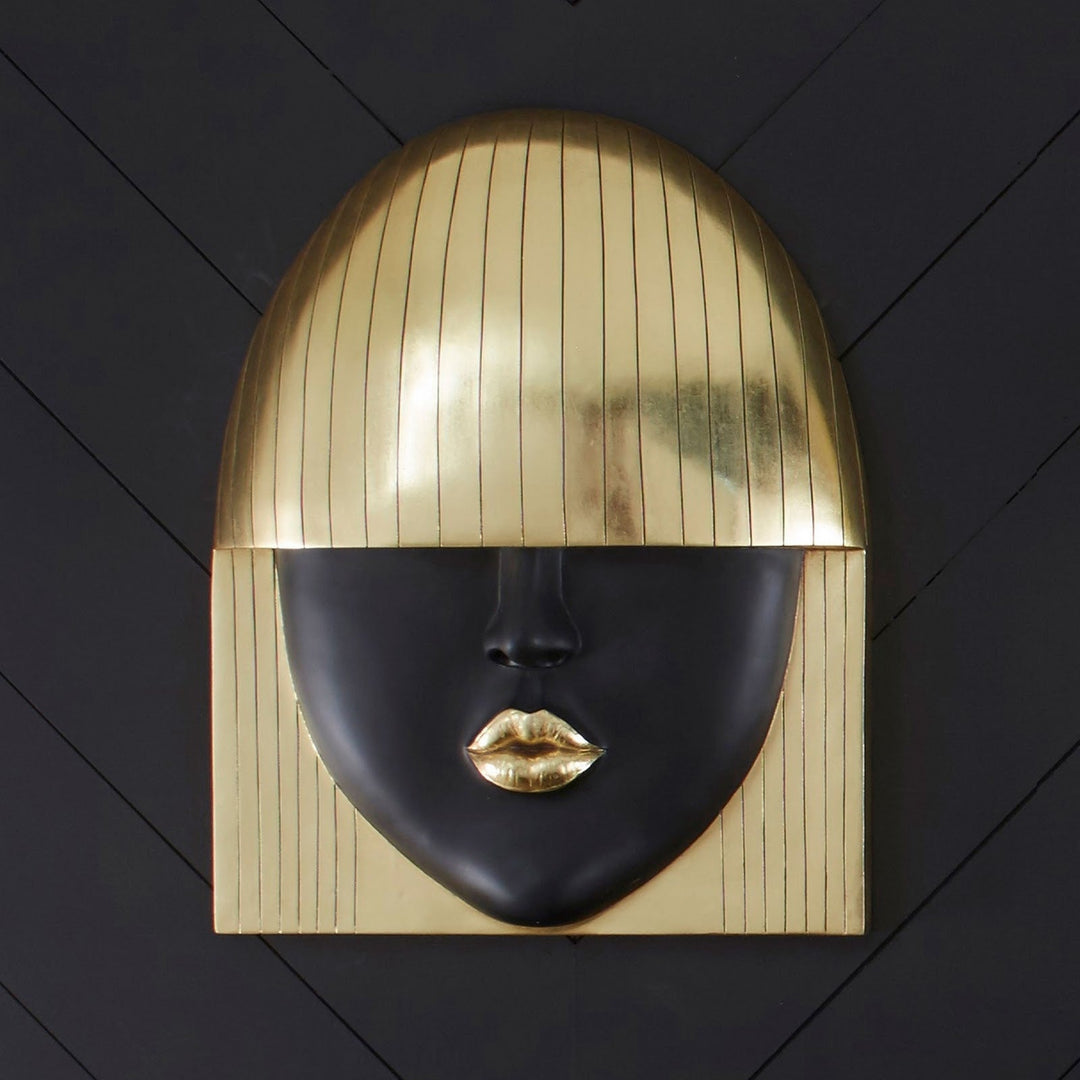 FASHION FACE GOLD+BLACK WALL ART