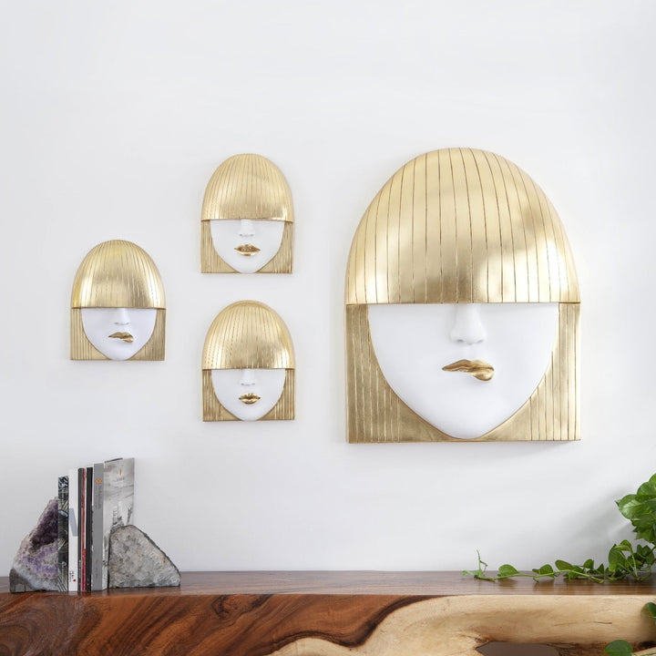 FASHION FACE GOLD+WHITE WALL ART