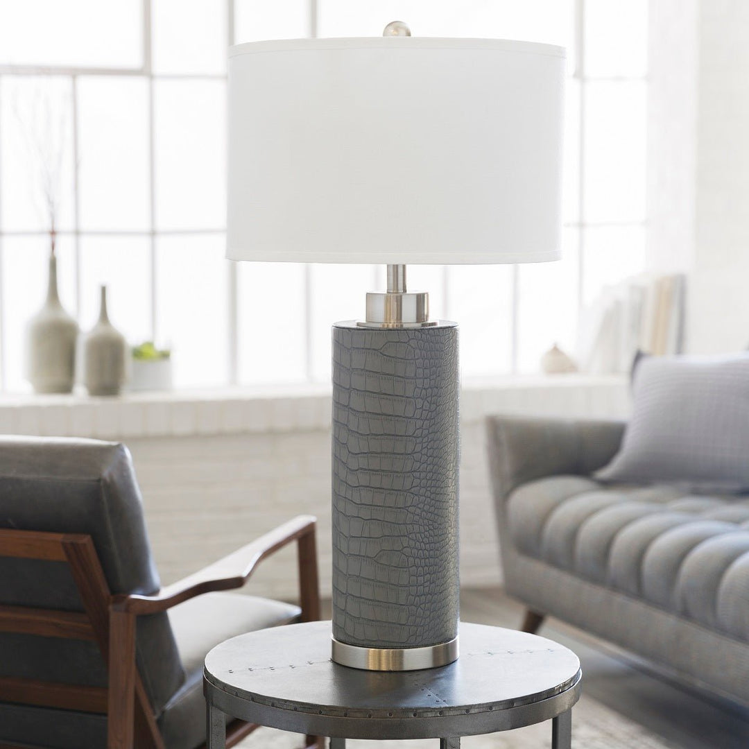 FAUX CROC LAMP: GRAY