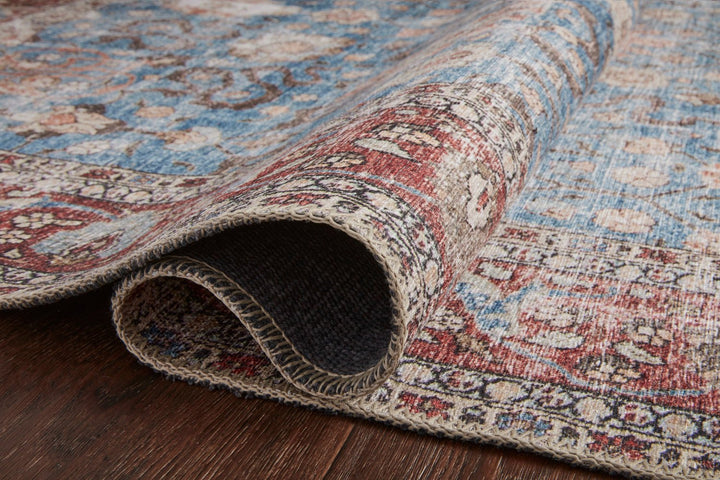 FERNANDA VINTAGE PRINT RUG: BRICK RED, BLUE