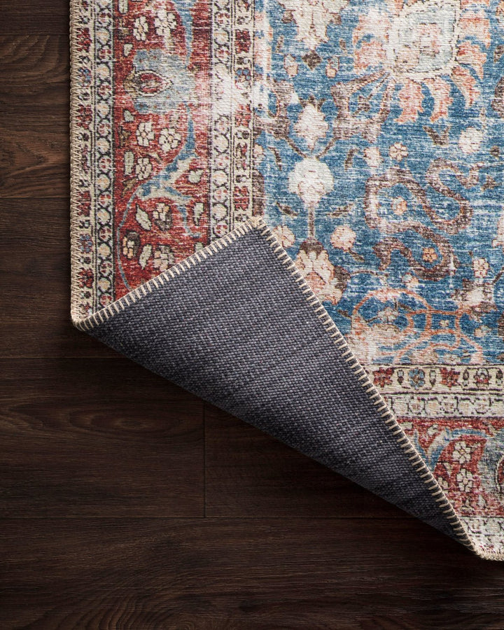 FERNANDA VINTAGE PRINT RUG: BRICK RED, BLUE