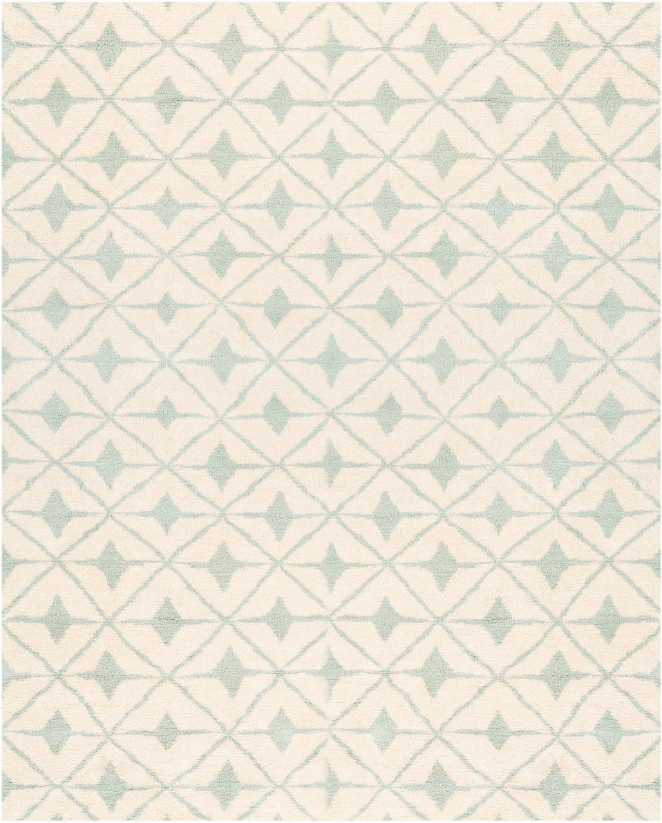 FEZ HAND KNOTTED WOOL RUG: SEA FOAM