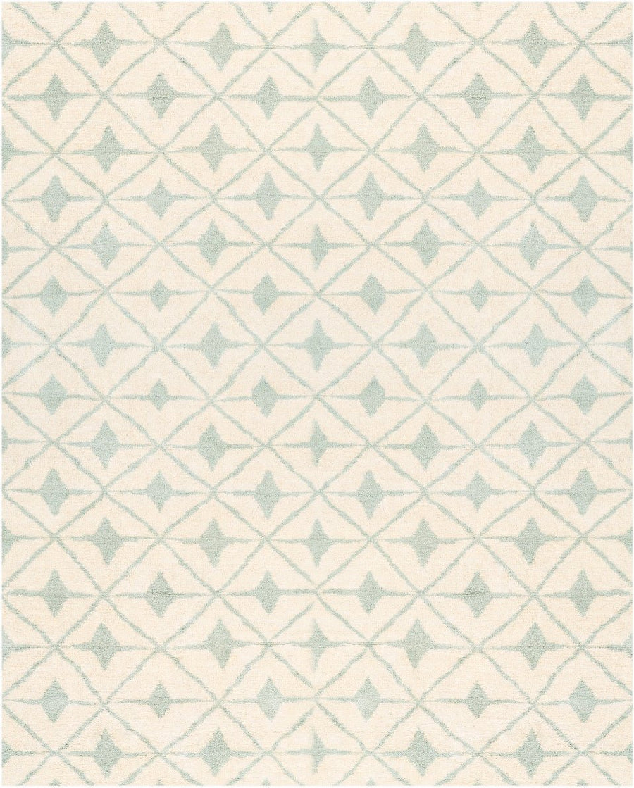 FEZ HAND KNOTTED WOOL RUG: SEA FOAM