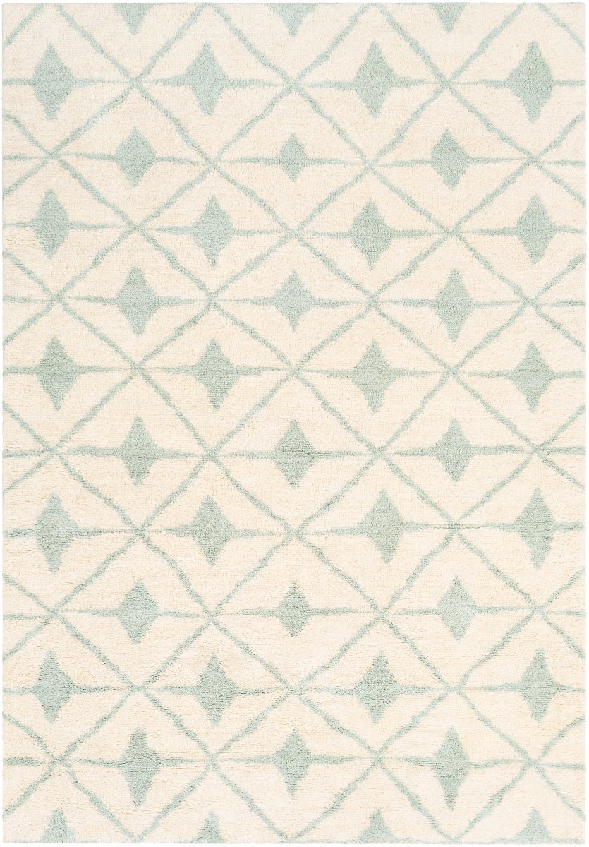 FEZ HAND KNOTTED WOOL RUG: SEA FOAM