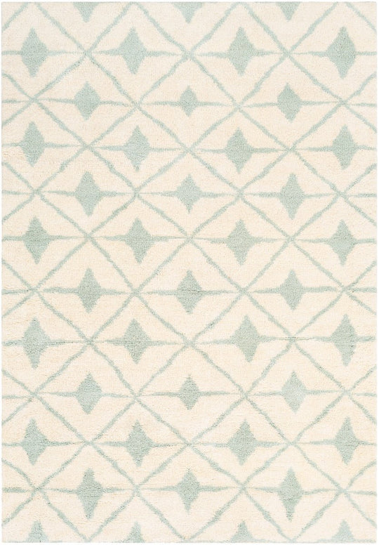 FEZ HAND KNOTTED WOOL RUG: SEA FOAM