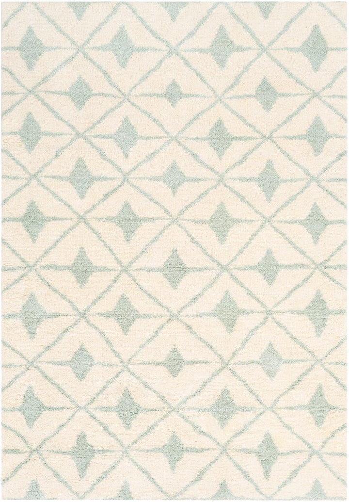 FEZ HAND KNOTTED WOOL RUG: SEA FOAM