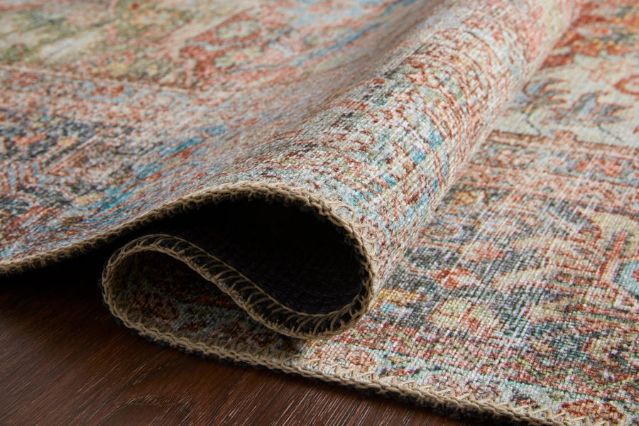 FIDELIA VINTAGE PRINT RUG: BRICK, TEAL