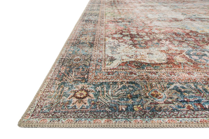 FIDELIA VINTAGE PRINT RUG: BRICK, TEAL