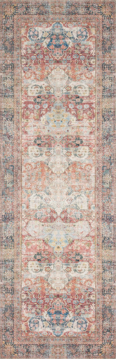 FIDELIA VINTAGE PRINT RUG: BRICK, TEAL