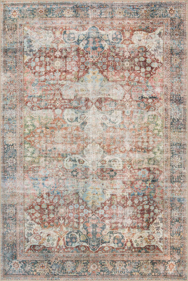 FIDELIA VINTAGE PRINT RUG: BRICK, TEAL