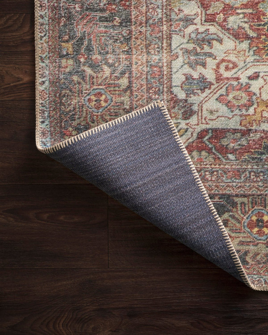FIDELIA VINTAGE PRINT RUG: BRICK, TEAL