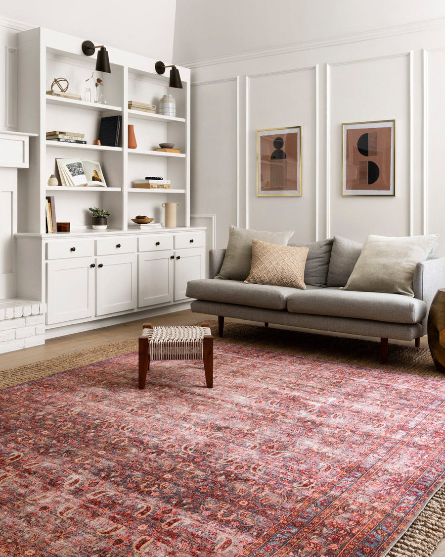 FLETA VINTAGE PRINT RUG: CRIMSON, EGGPLANT