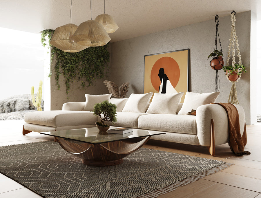 Stylish sectional sofa with deep seating, wide armrests, and a contemporary design.