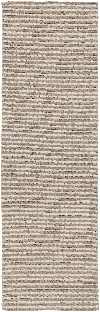 FLINT GRAY + IVORY TEXTURED STRIPE WOOL RUG