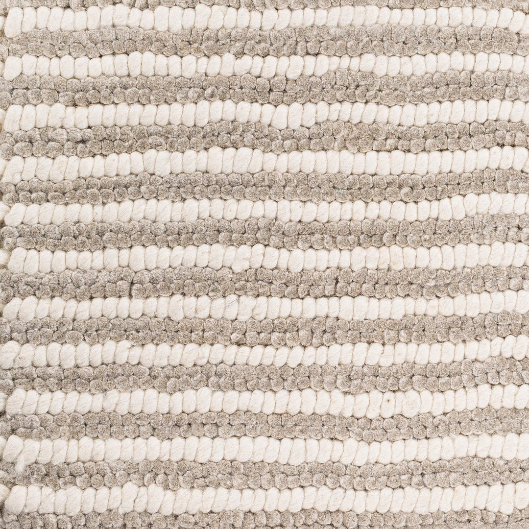 FLINT GRAY + IVORY TEXTURED STRIPE WOOL RUG