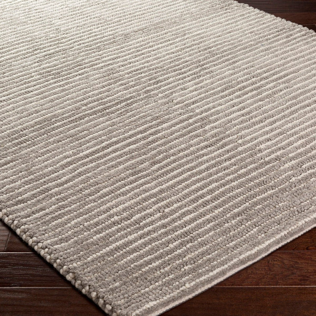 FLINT GRAY + IVORY TEXTURED STRIPE WOOL RUG