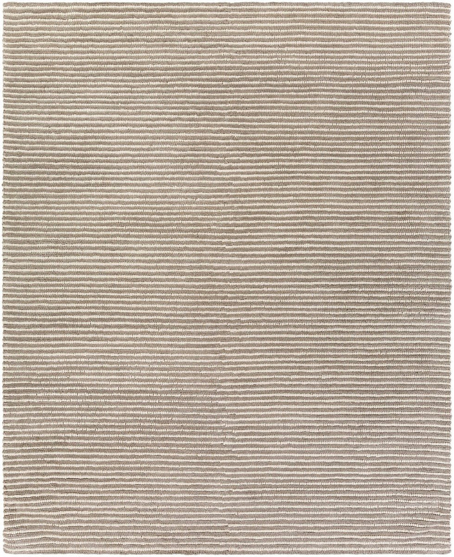 FLINT GRAY + IVORY TEXTURED STRIPE WOOL RUG