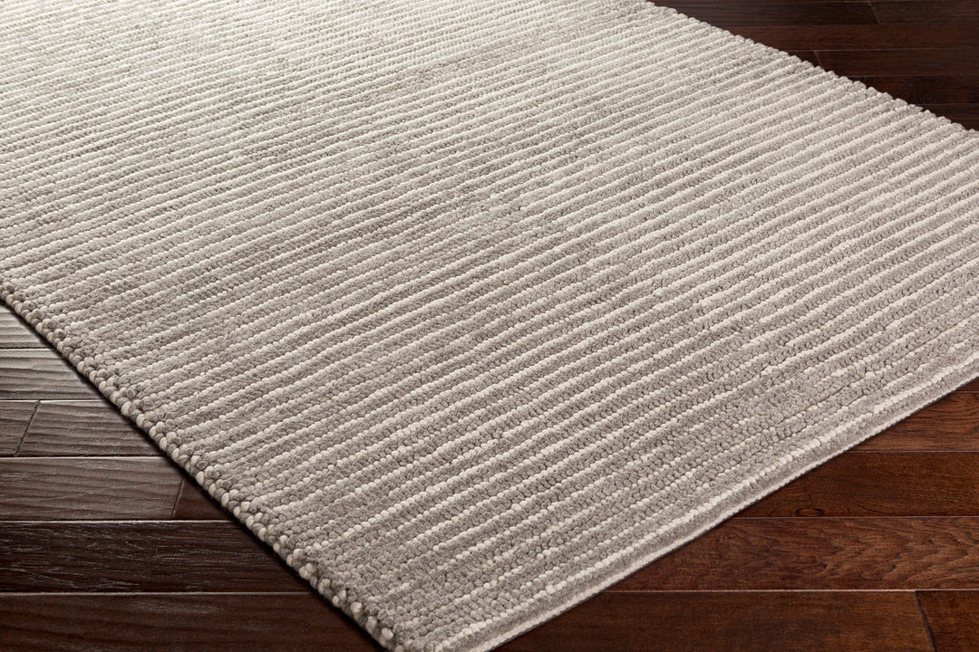 FLINT GRAY + IVORY TEXTURED STRIPE WOOL RUG