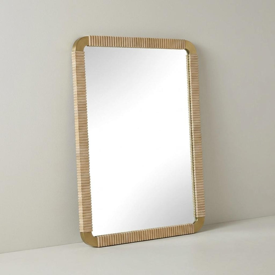 REEDED BRASS FRAME VANITY MIRROR