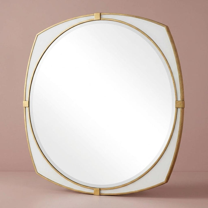 ESTELLA WHITE GLASS ROUND MIRROR