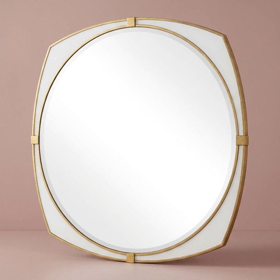 ESTELLA WHITE GLASS ROUND MIRROR