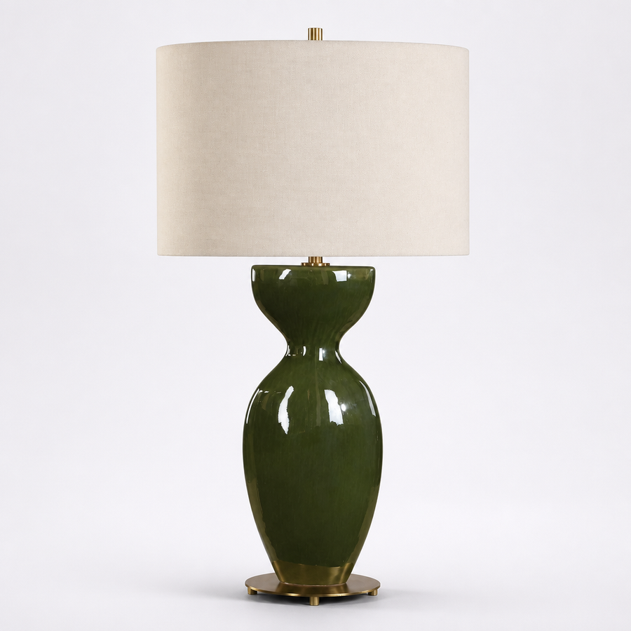 CURHAN GREEN GLAZE TABLE LAMP
