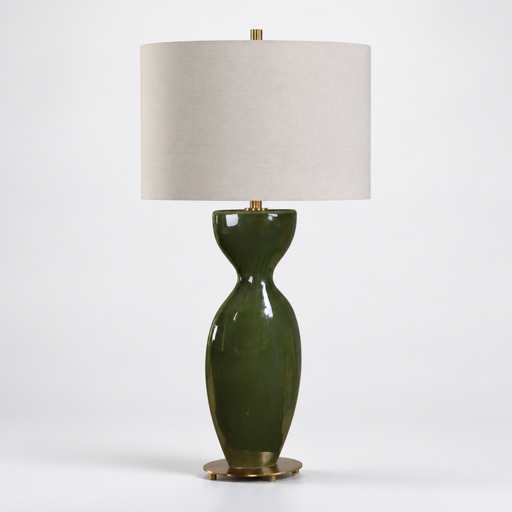 CURHAN GREEN GLAZE TABLE LAMP