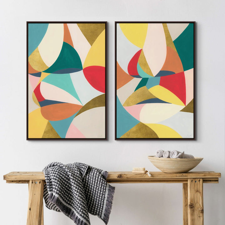 "FRAGMENTS OF GOLD AND SPRING" CANVAS ART DIPTYCH