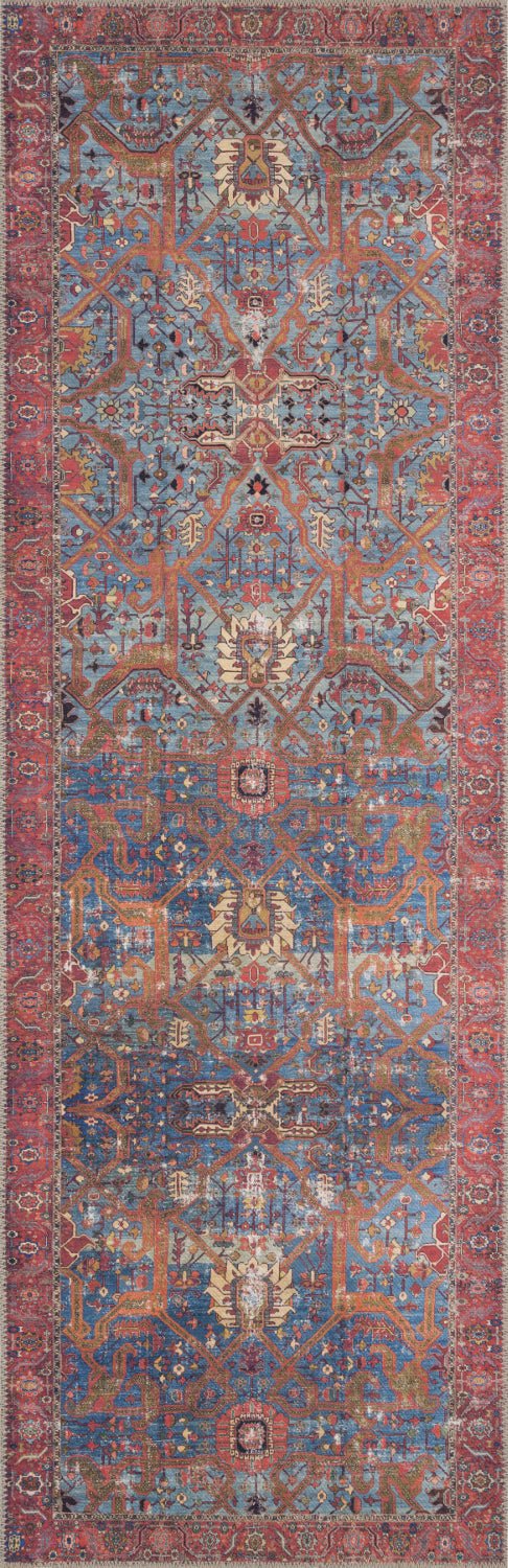 FRANCO VINTAGE PRINT RUG: BLUE, RED
