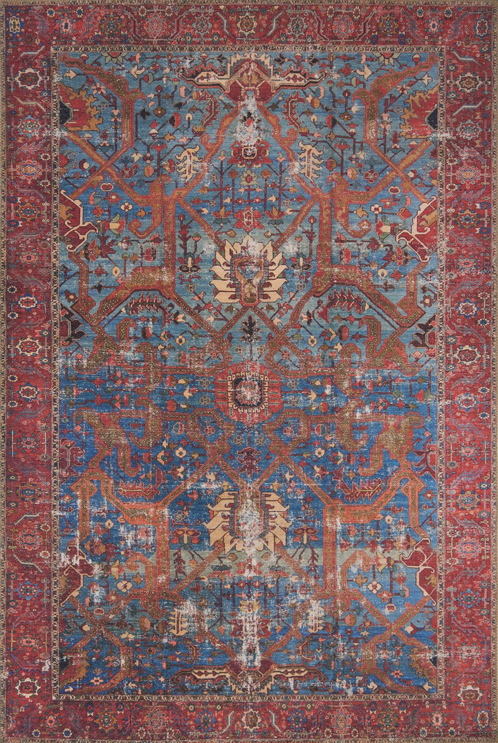 FRANCO VINTAGE PRINT RUG: BLUE, RED