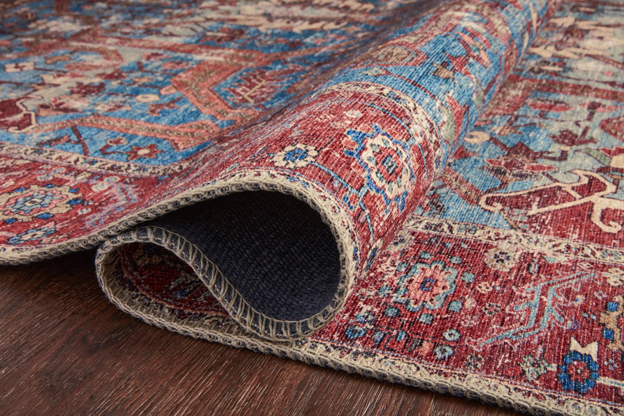 FRANCO VINTAGE PRINT RUG: BLUE, RED