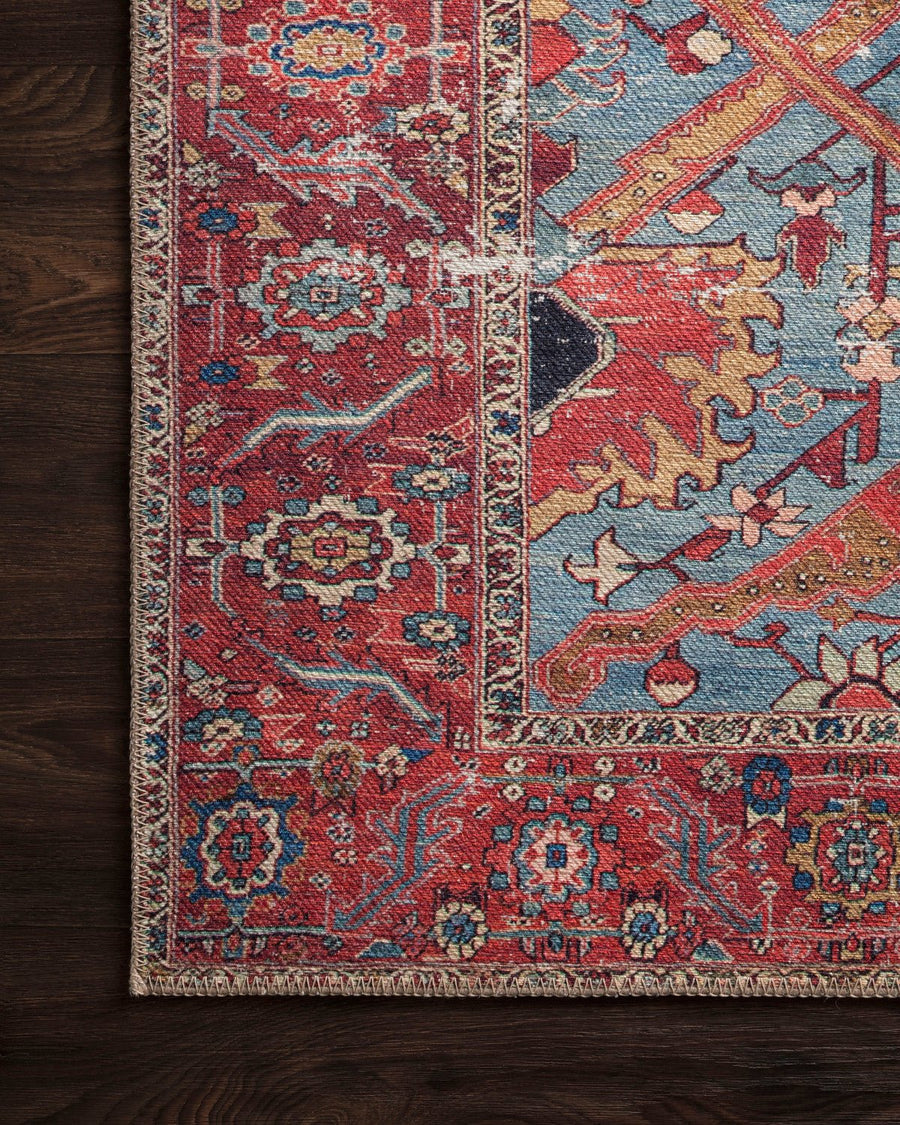 FRANCO VINTAGE PRINT RUG: BLUE, RED