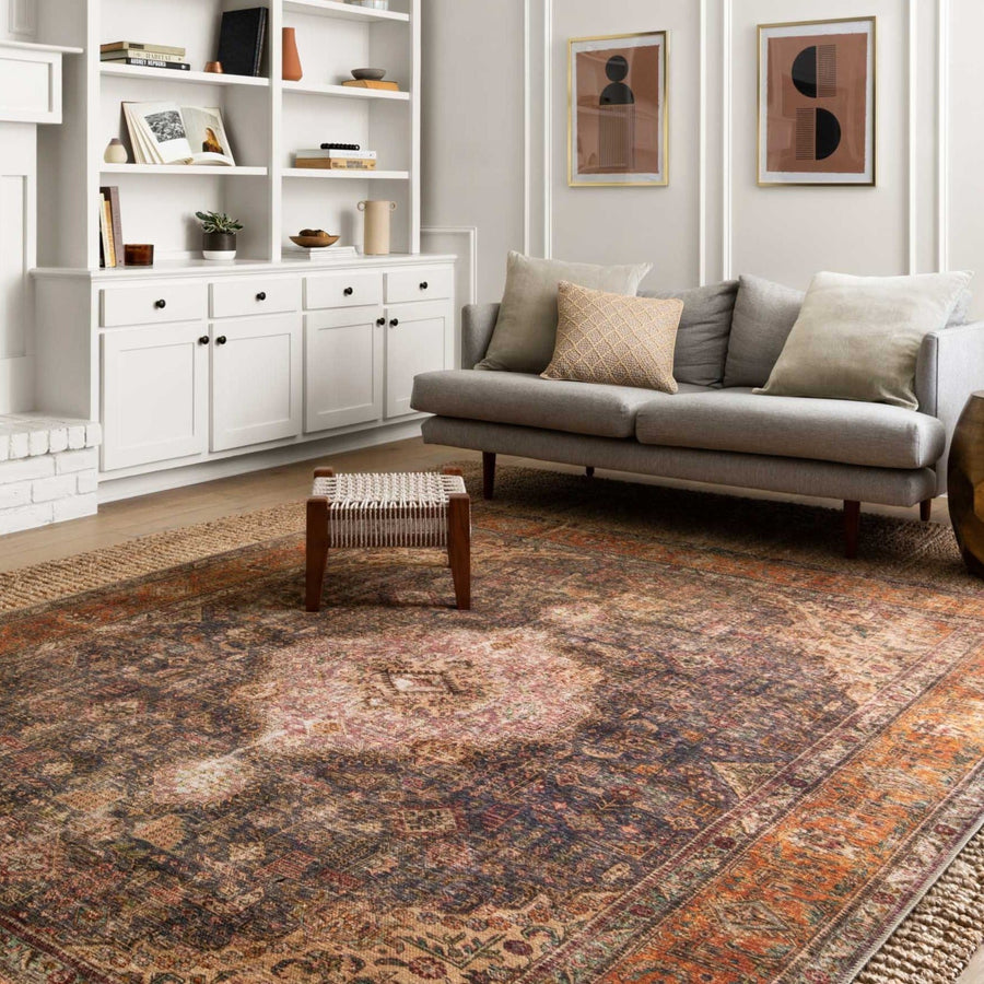 FREIDA VINTAGE RUG: PLUM, BURNT ORANGE