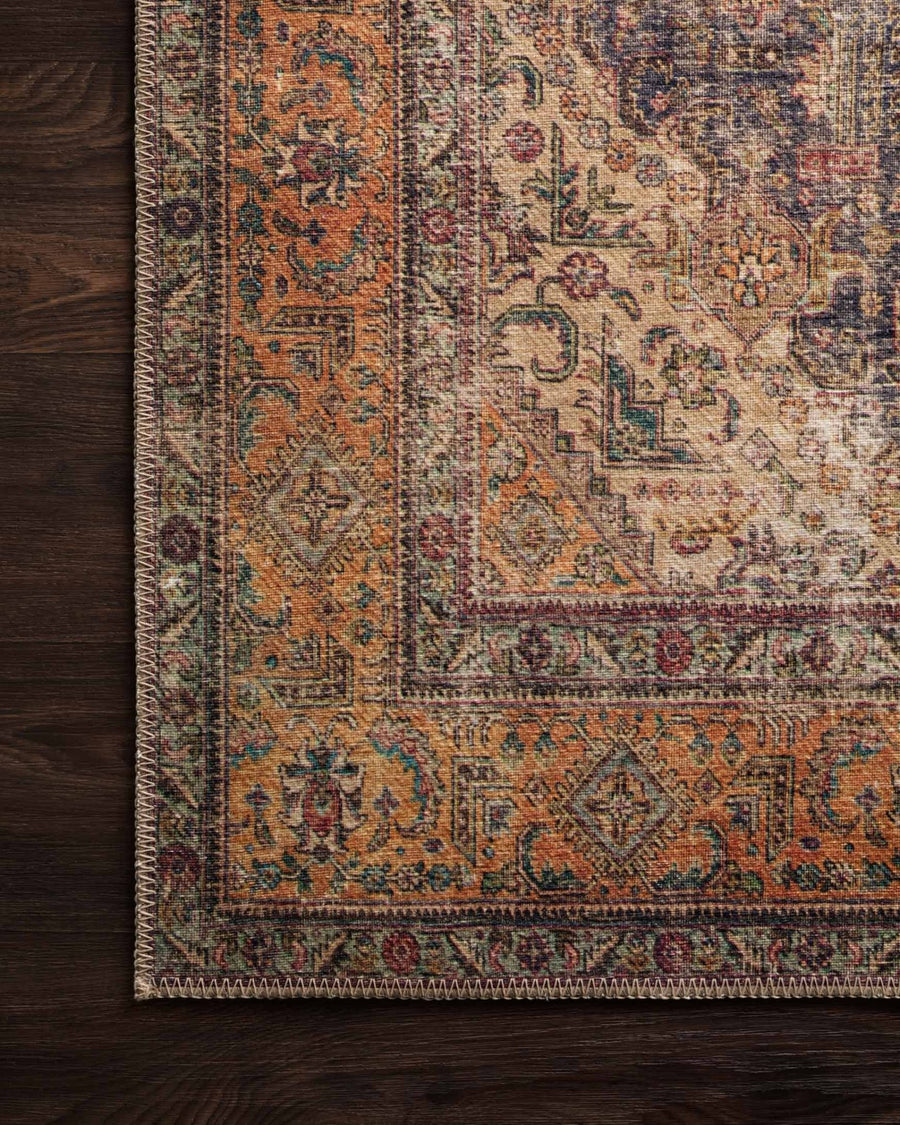 FREIDA VINTAGE RUG: PLUM, BURNT ORANGE