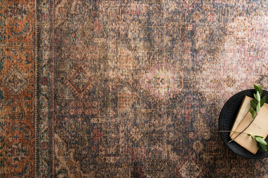 FREIDA VINTAGE RUG: PLUM, BURNT ORANGE