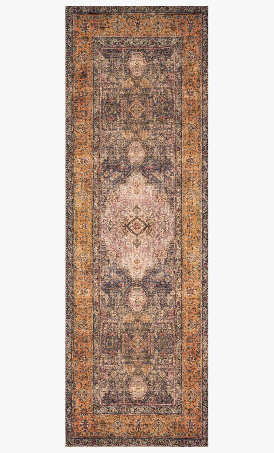 FREIDA VINTAGE RUG: PLUM, BURNT ORANGE