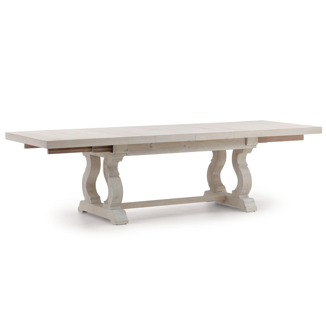 FRENCH FARMHOUSE EXTENSION DINING TABLE: WHITEWASH