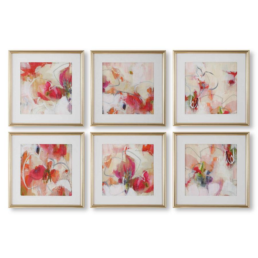 "FRESH START" RED ABSTRACT PRINTS | SET OF 6