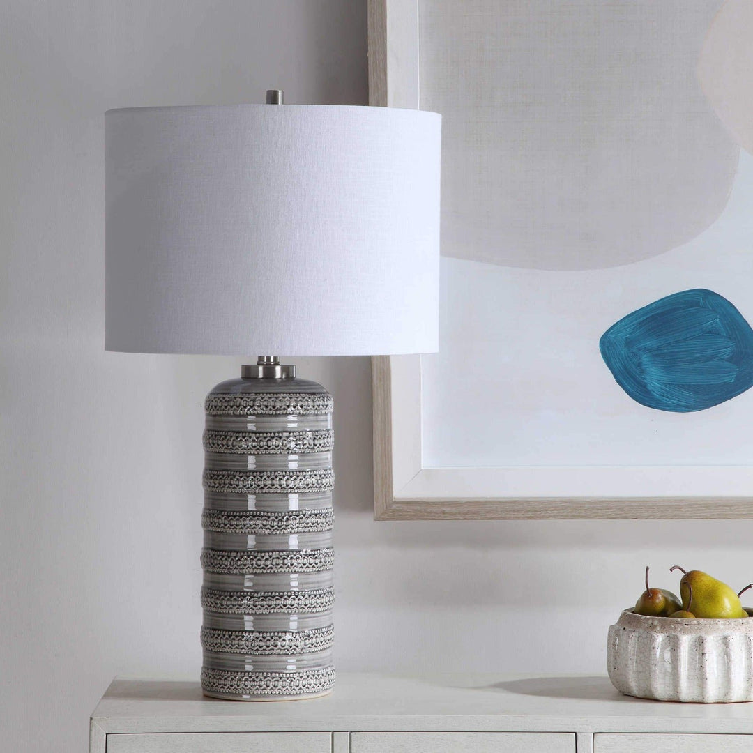 FREYA GREY CERAMIC TABLE LAMP