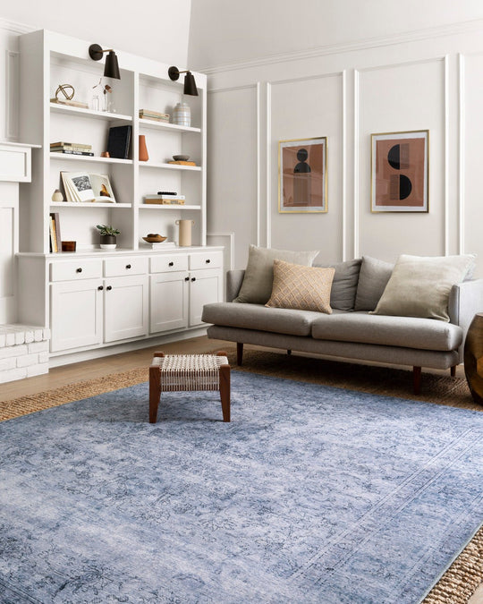 FREYA VINTAGE PRINT RUG: DISTRESSED DENIM