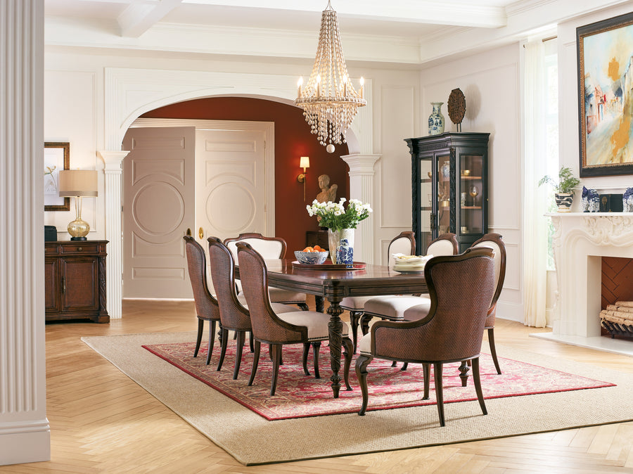 dining table with eight chairs isolated