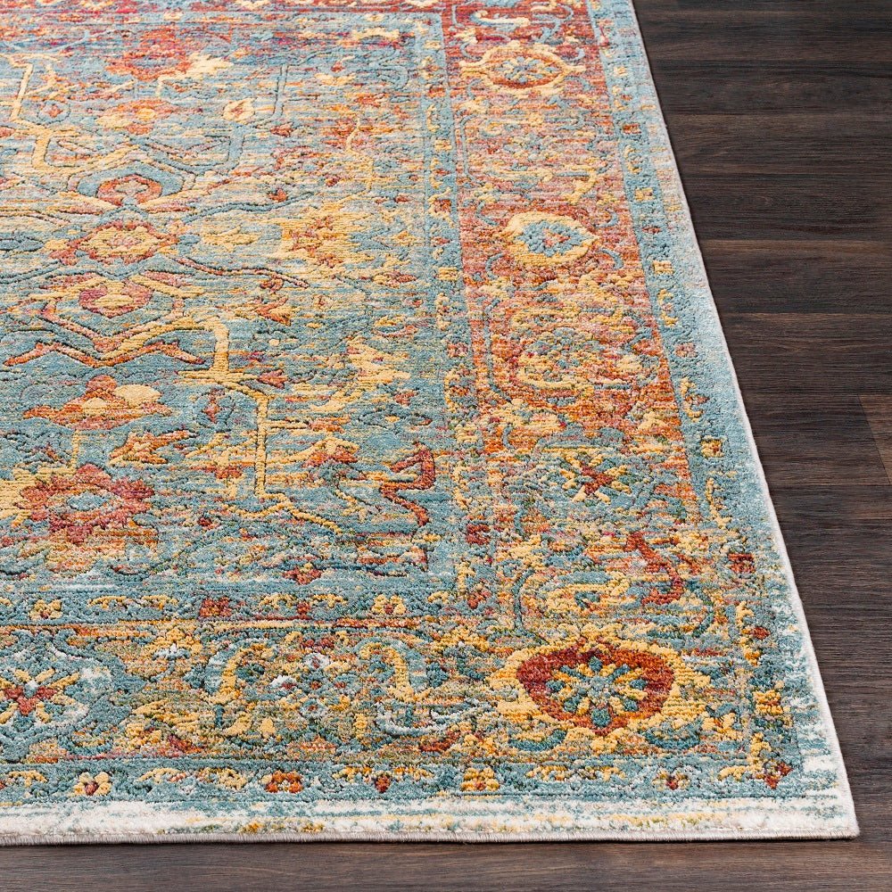 GAELAN RUG: AQUA, YELLOW