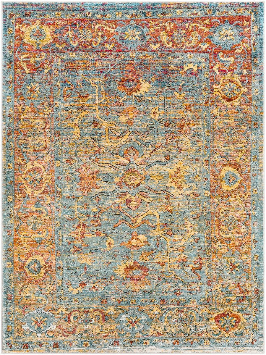 GAELAN RUG: AQUA, YELLOW