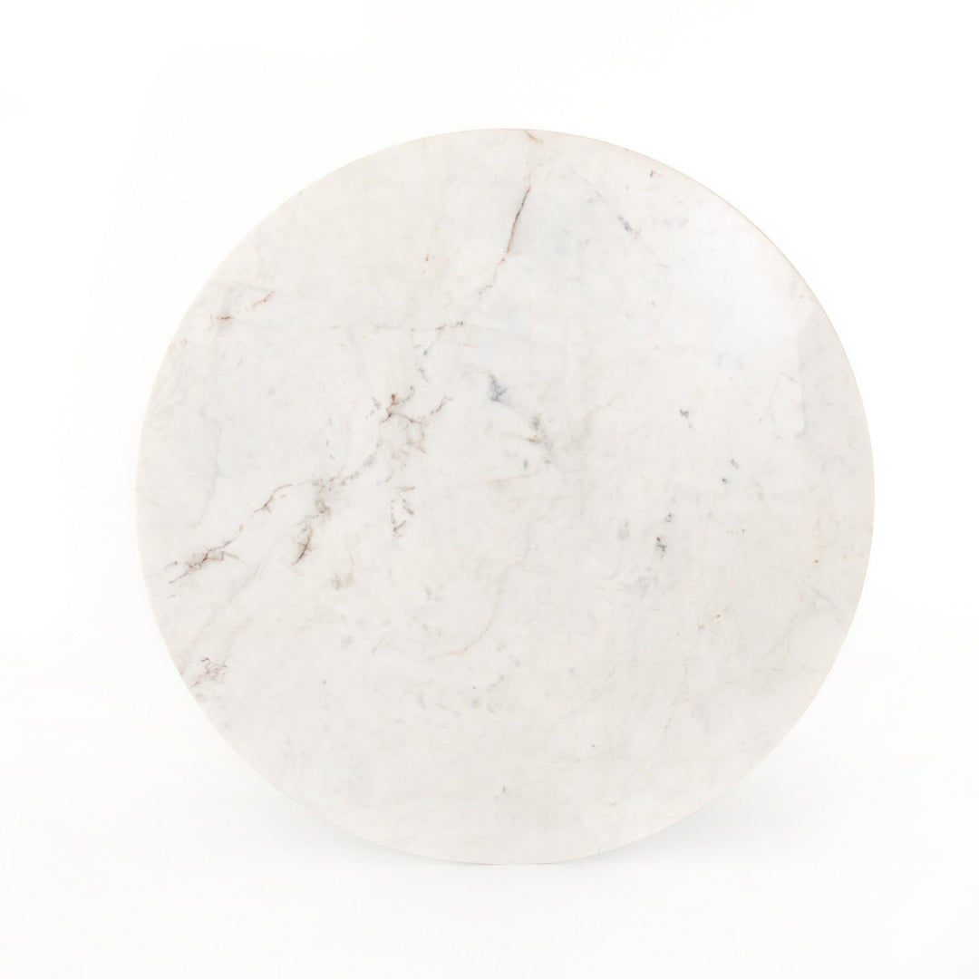 GAGE ROUND WHITE MARBLE + BRASS DINING TABLE