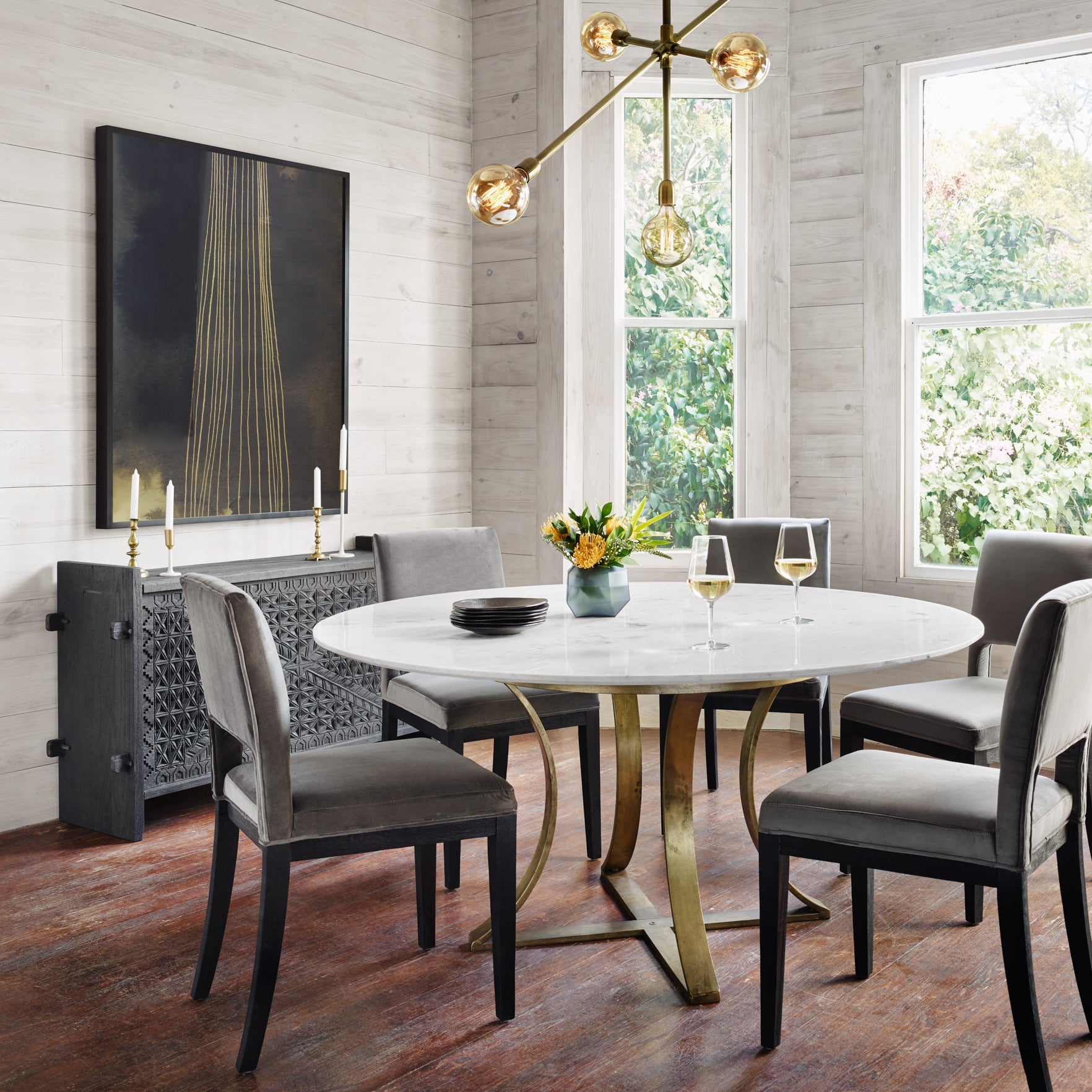 White brass dining table discount