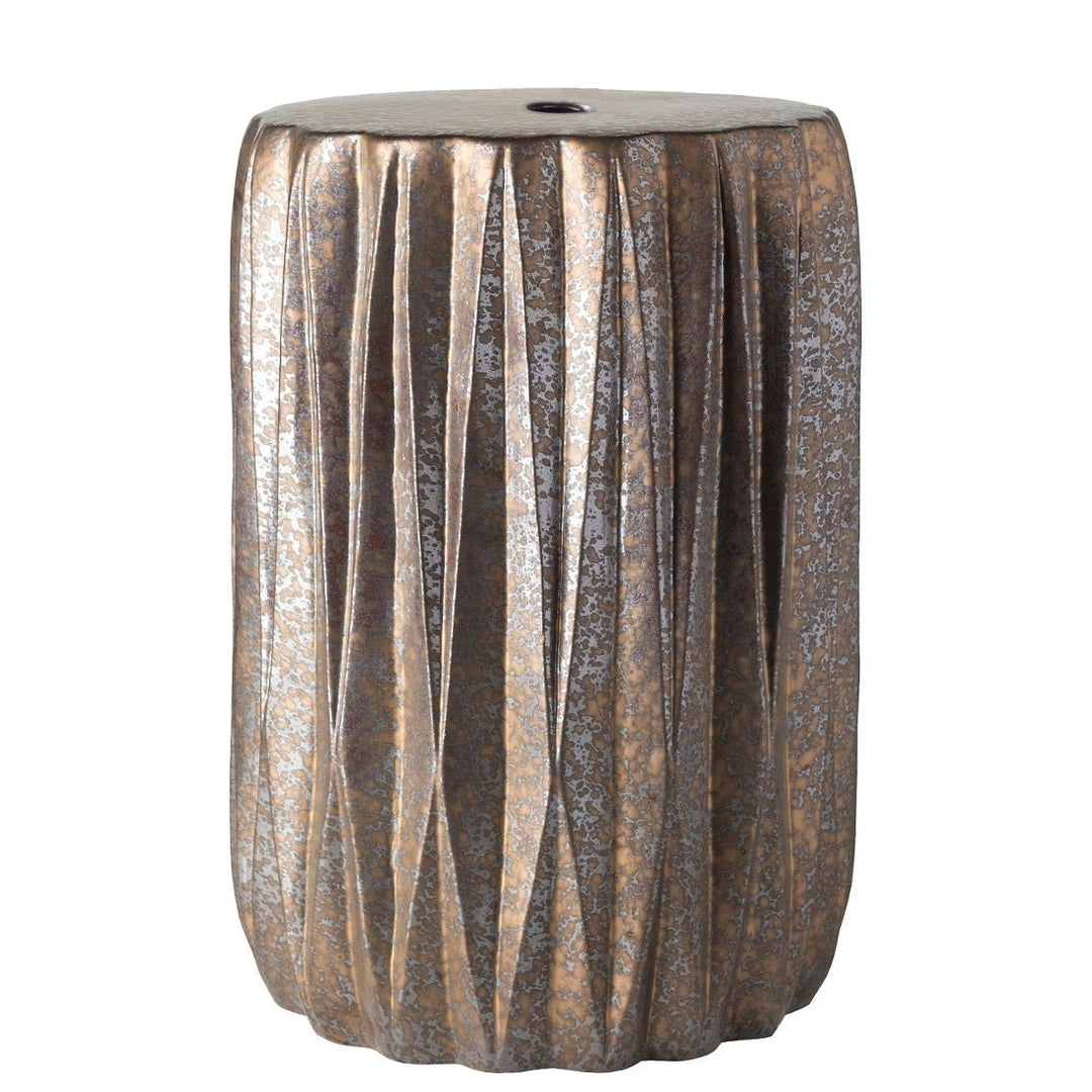 GARDEN GROOVE CERAMIC STOOL: OXIDIZED COPPER